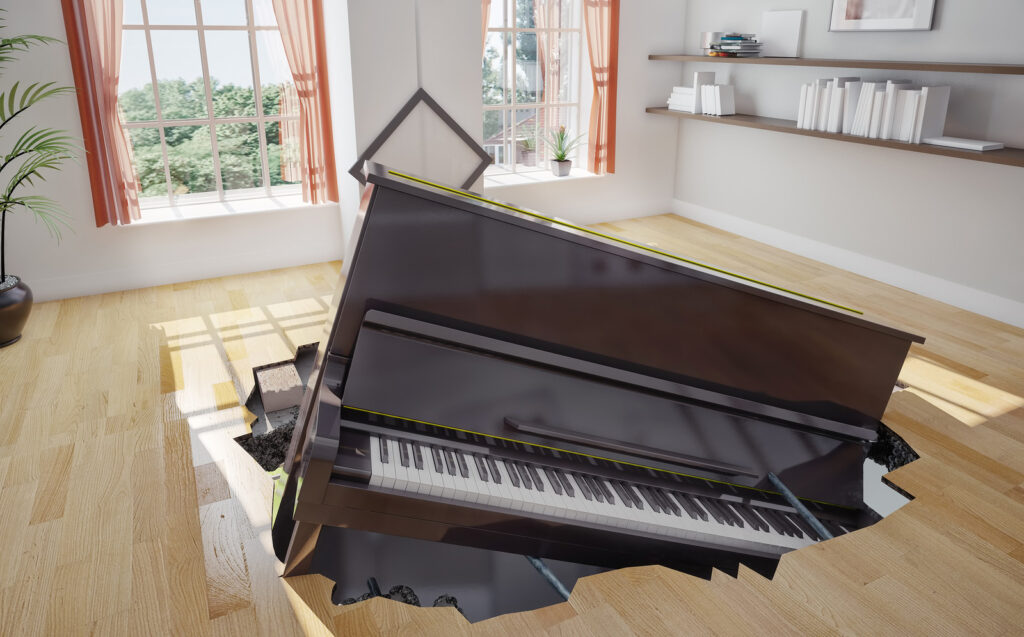 Piano Through Broken Floor